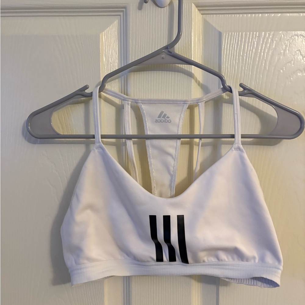 Adidas White and Black Sports Bra with Adjustable Straps